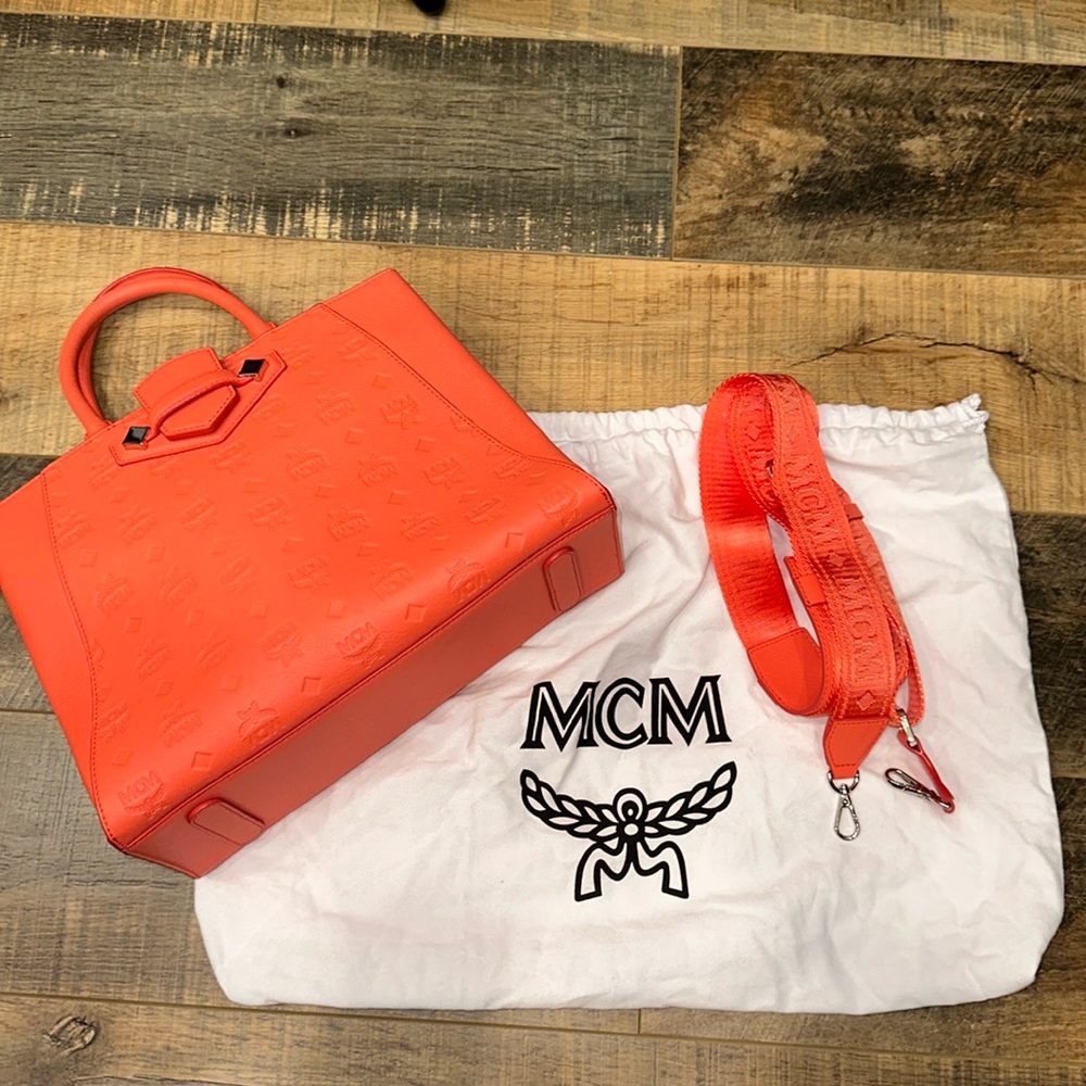 MCM top handle tote